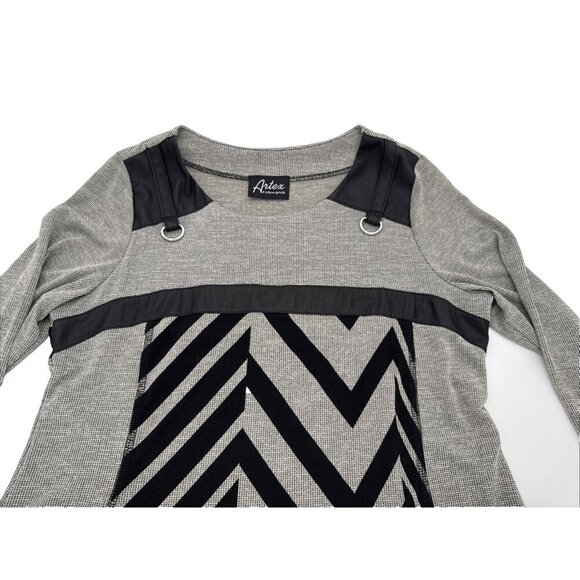 Artex Fasions long sleeves tunic small md in Canada Black Grey zig zag - Picture 9 of 10